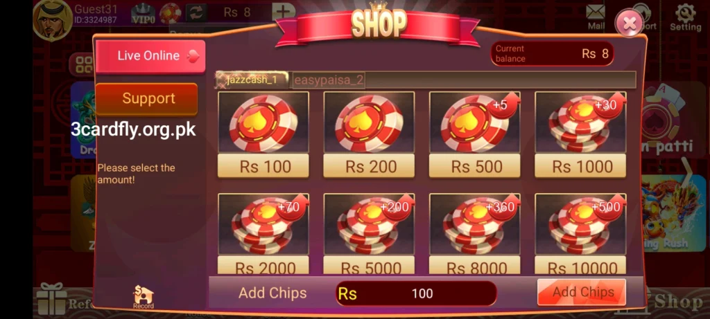 3 Card Fly Deposit 